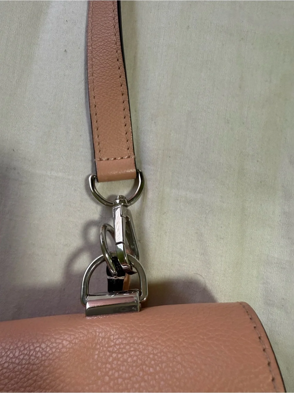 LOUIS VUITTON Lockme II BB Pebbled Leather Crossbody Bag Peach